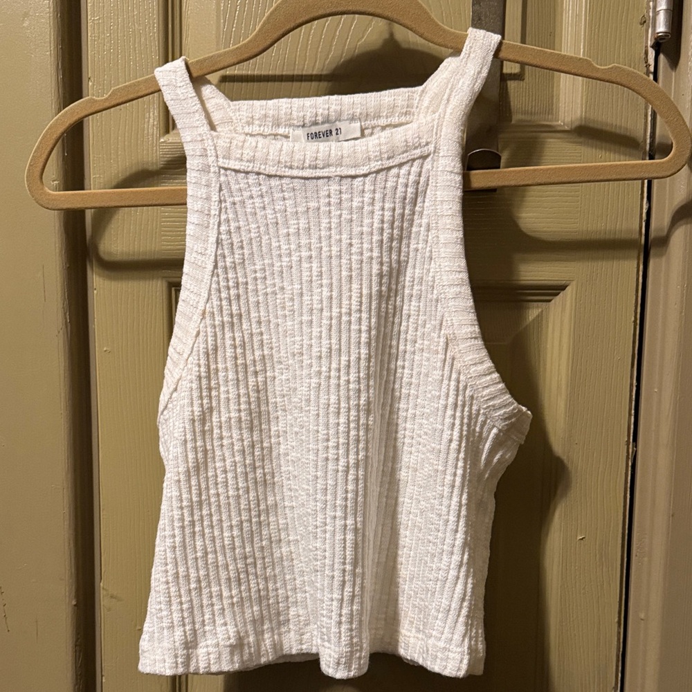 Forever 21 Cream Ribbed Tank Top